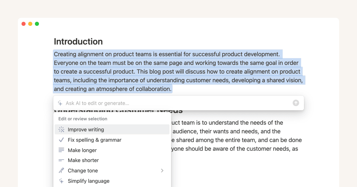 Usa la IA de Notion para escribir notas y documentos más eficientes