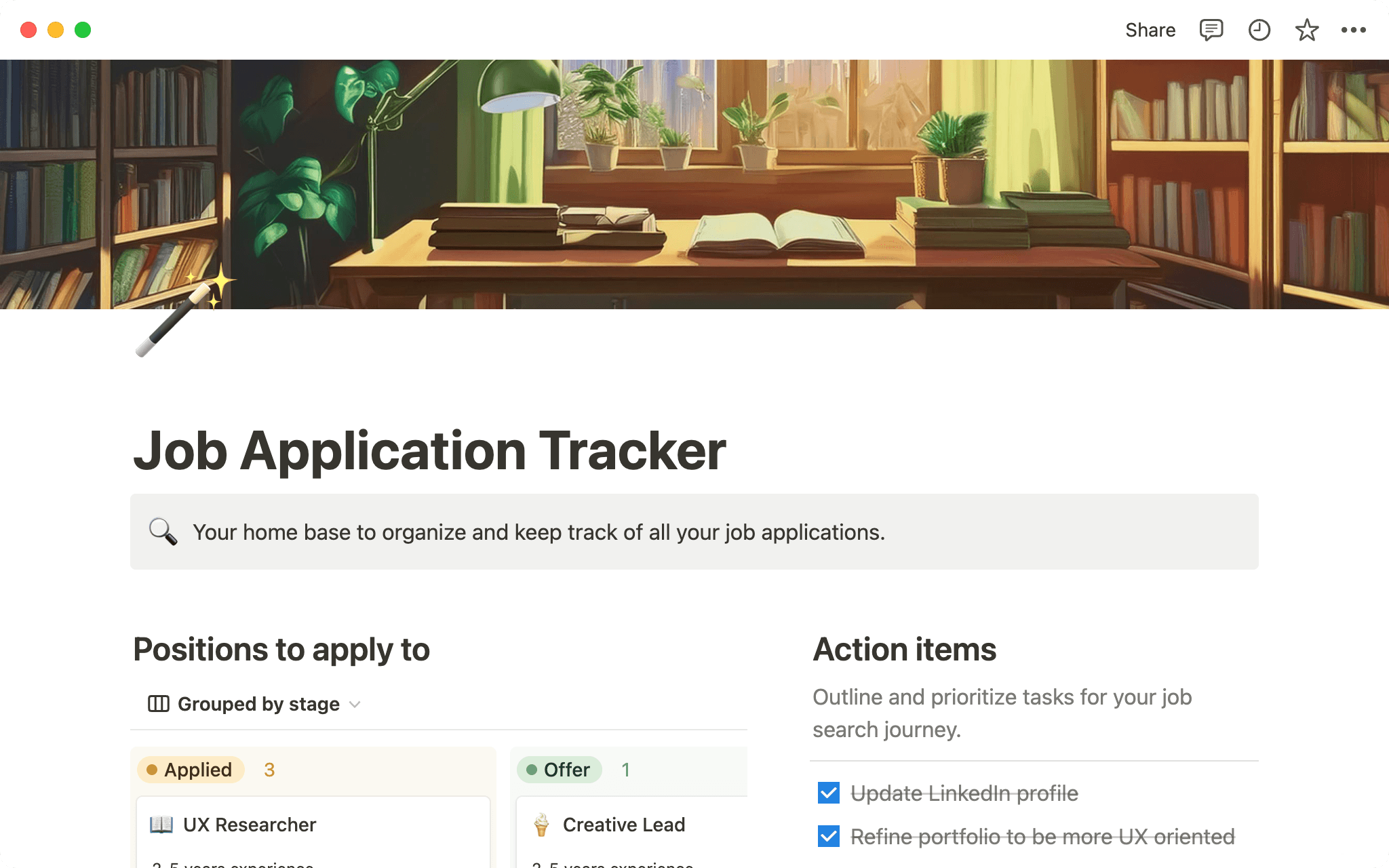 Organiza y controla tu búsqueda de trabajo.