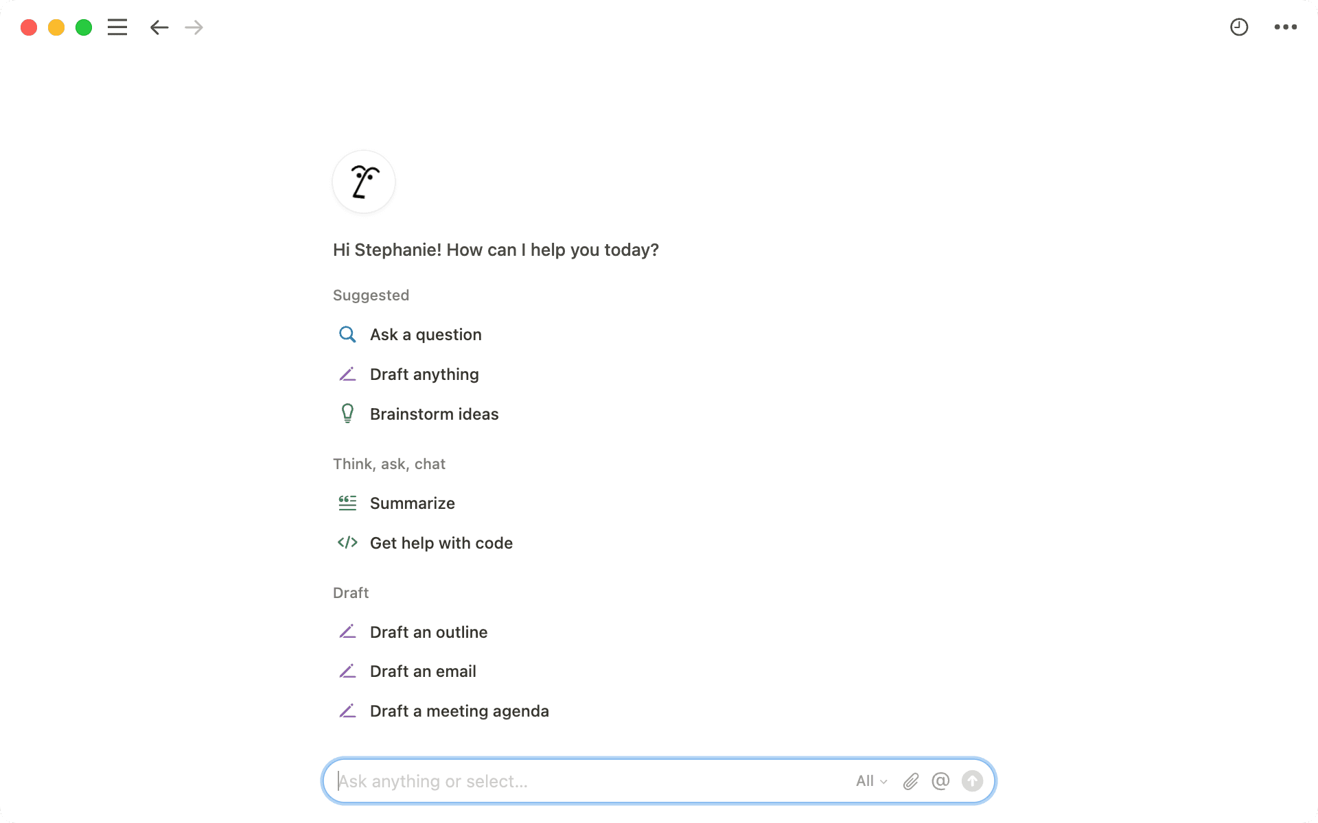 Vista del Escritor de la IA de Notion