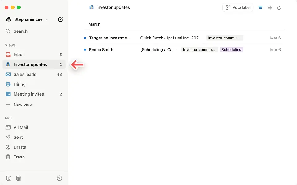 Keep emails that matter to you in their own views