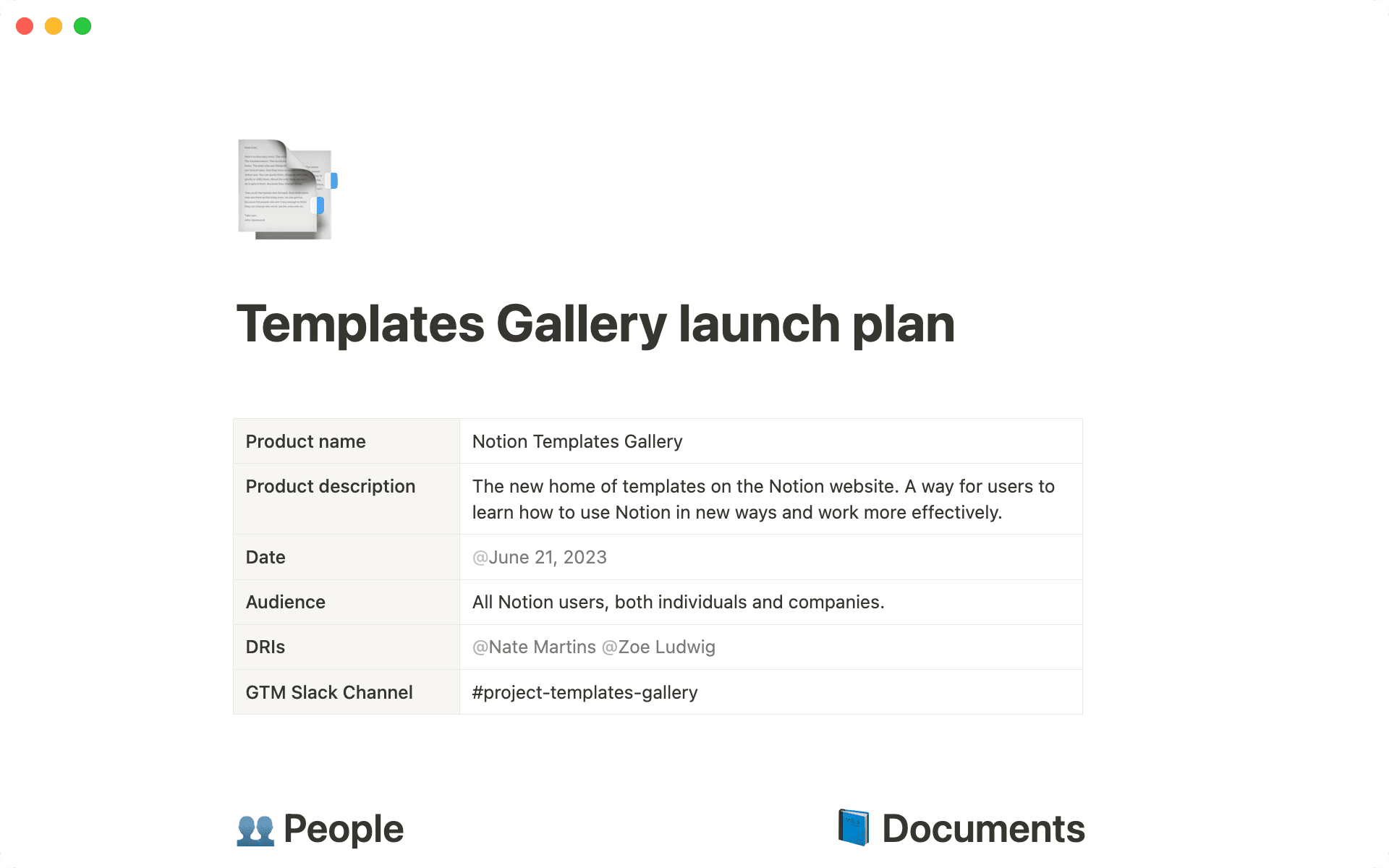 Este plan de lanzamiento ayuda al equipo de marketing de producto a ejecutar su estrategia de salida al mercado.