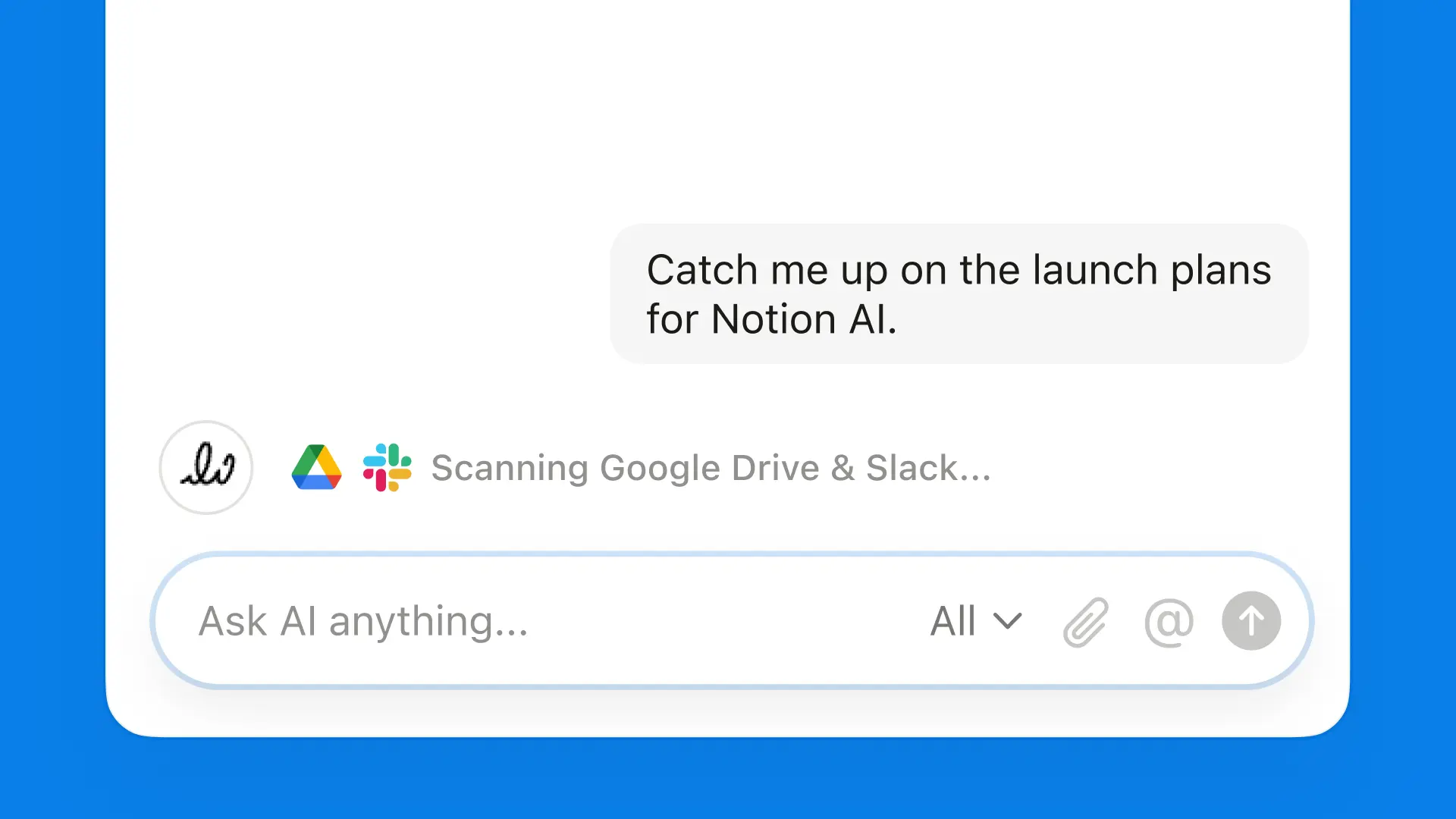 Con una simple indicación, la nueva IA de Notion puede buscar todo lo que necesito en Notion, Slack y Google Drive.