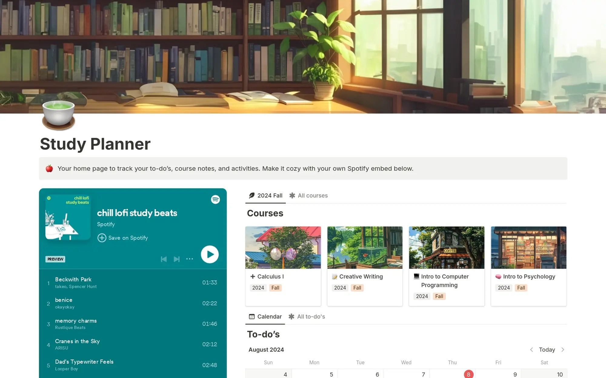 Ritmos de estudio lofi chill acompañan a este planificador