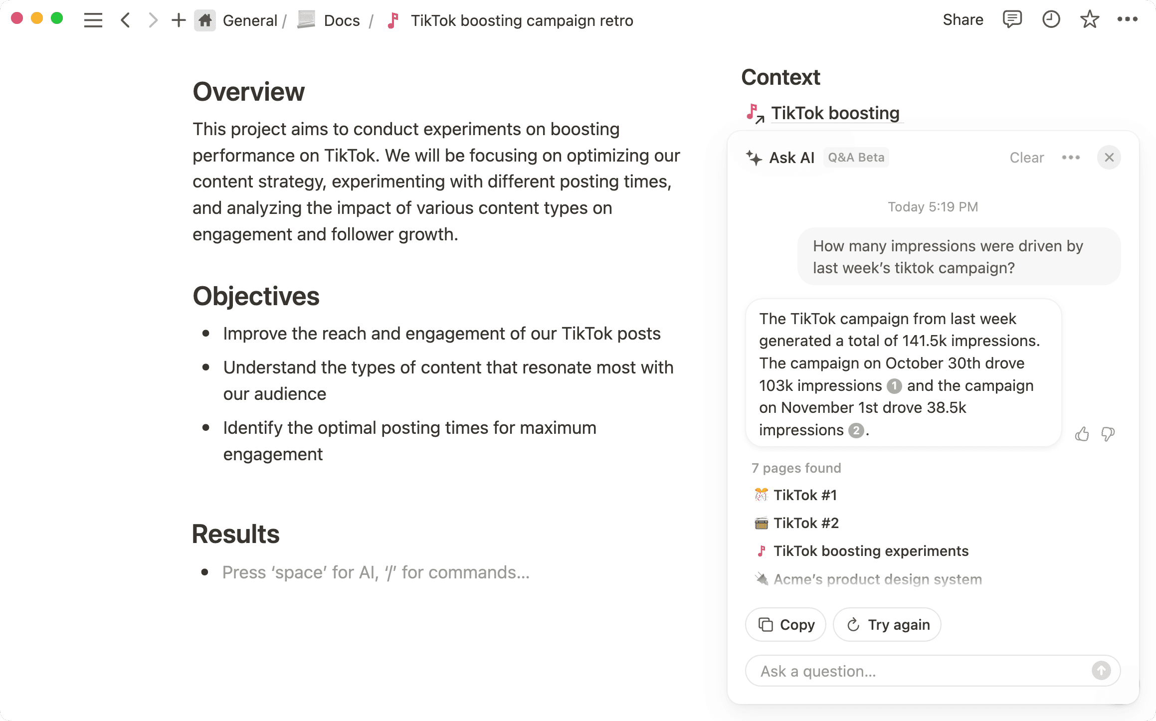 Obtén sobre la marcha datos útiles sobre la campaña enmarcando tus preguntas en un período de tiempo específico.