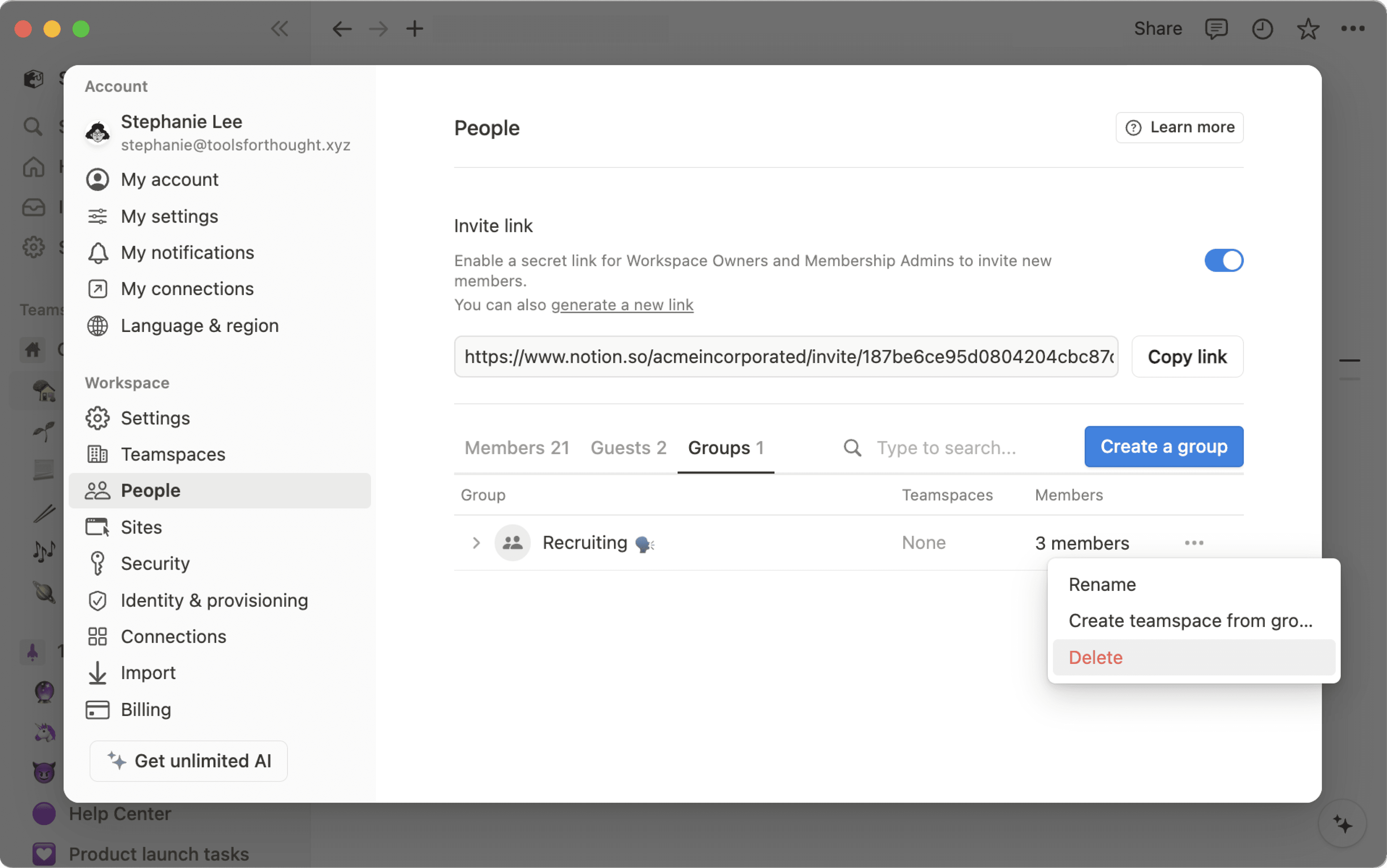 CA: Gestionar grupos