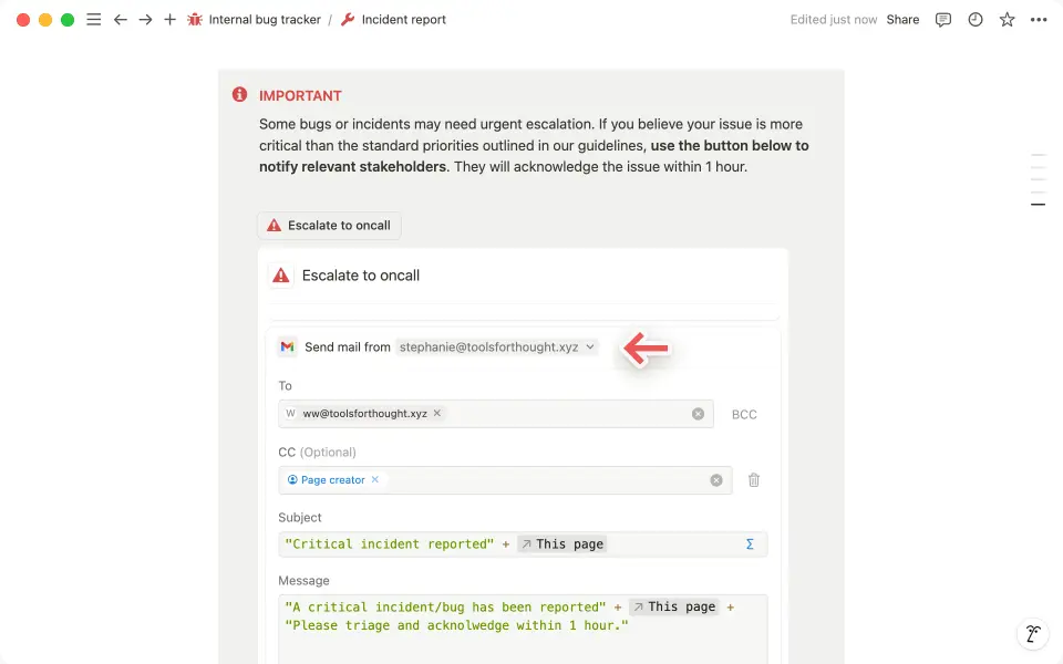 Personaliza tus fórmulas para controlar quién recibe las notificaciones y el cuerpo del correo electrónico.