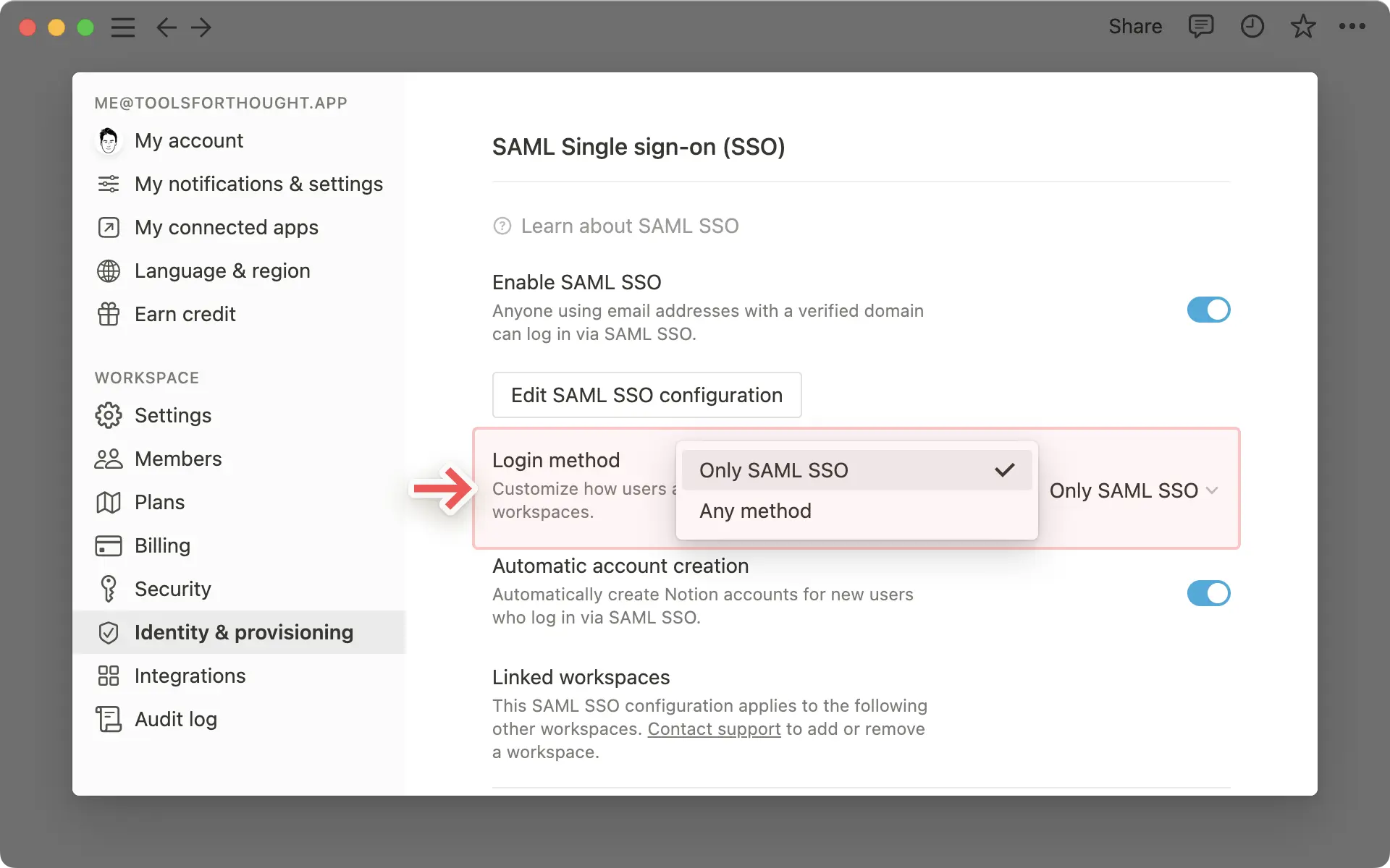 Aplicación forzosa del SSO de SAML