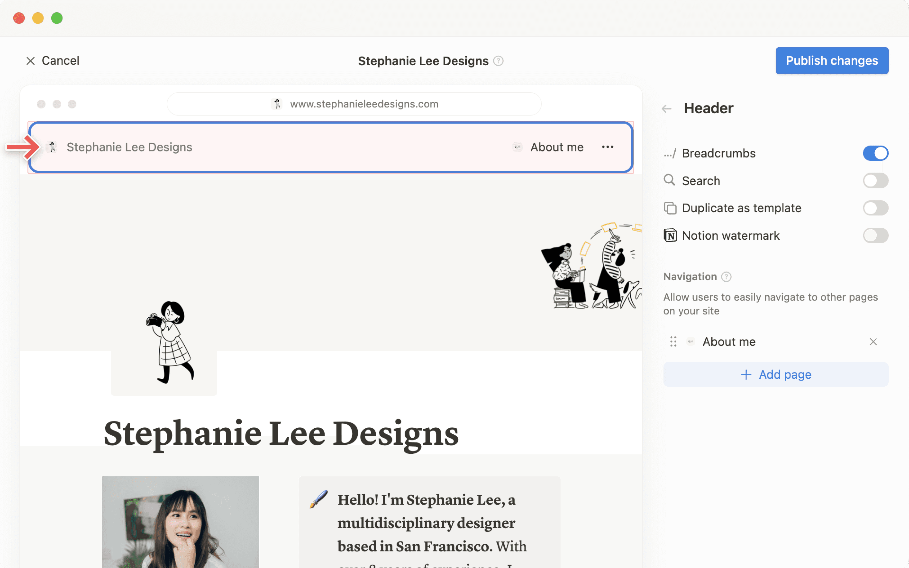 ca: cabecera personalizada del sitio