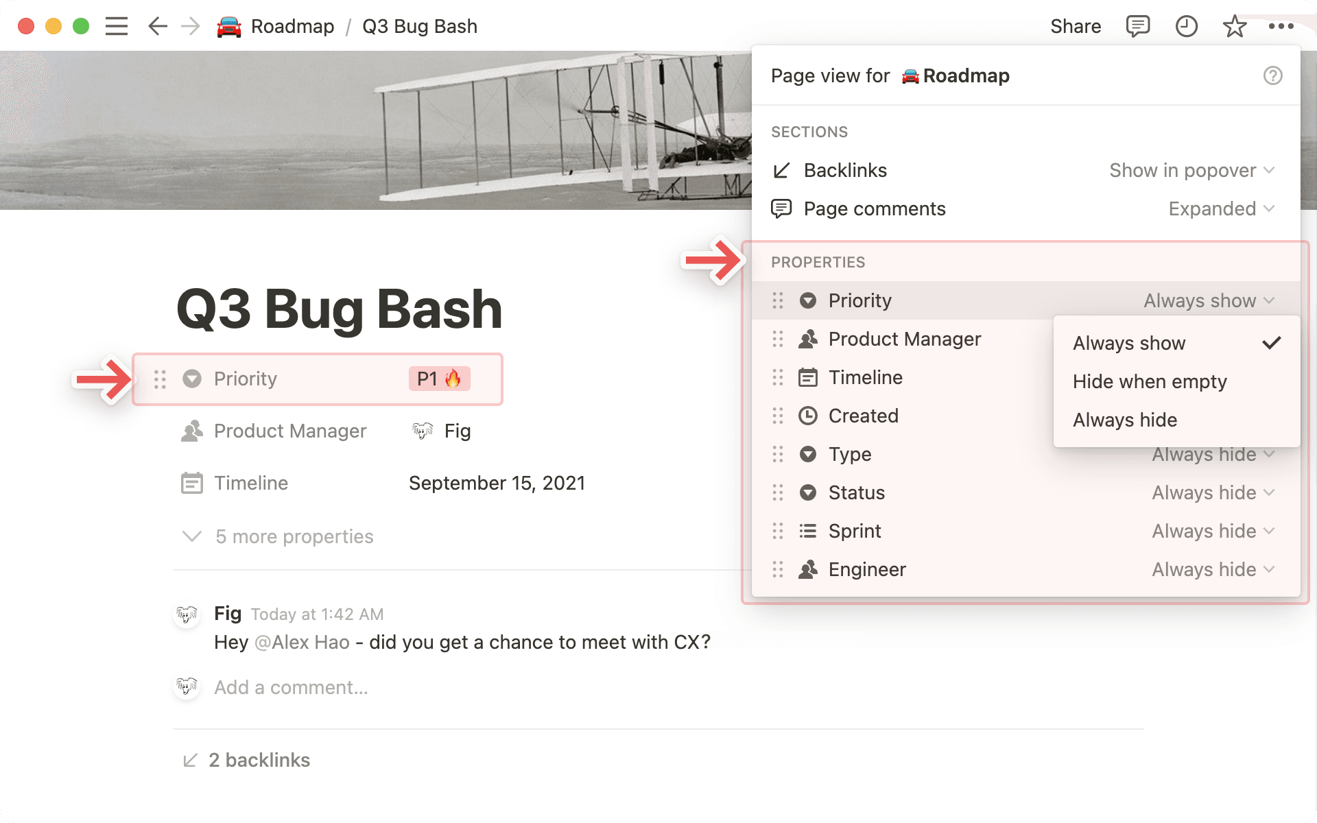 Personalizar las propiedades de las bases de datos