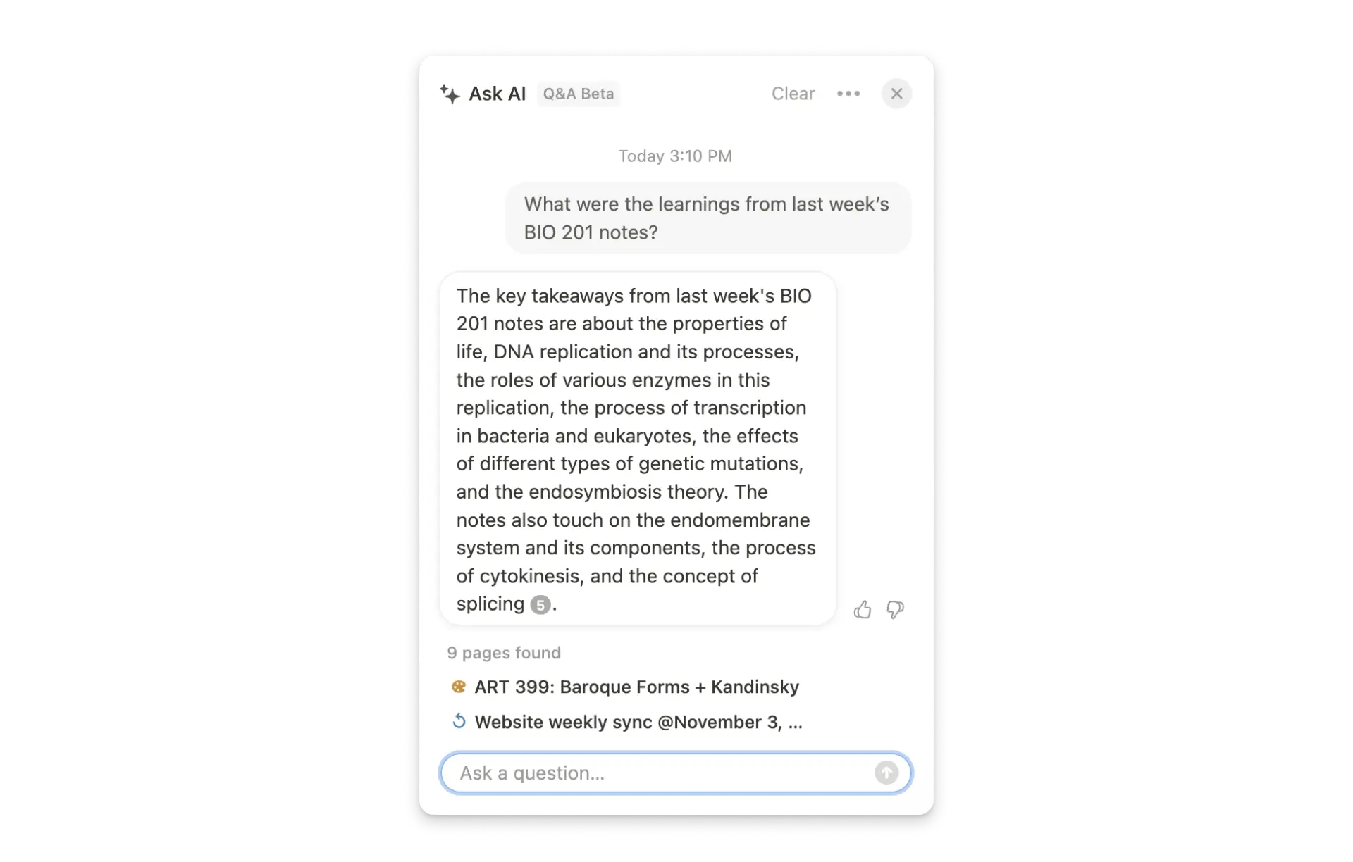 Notion Responde anotações biologia