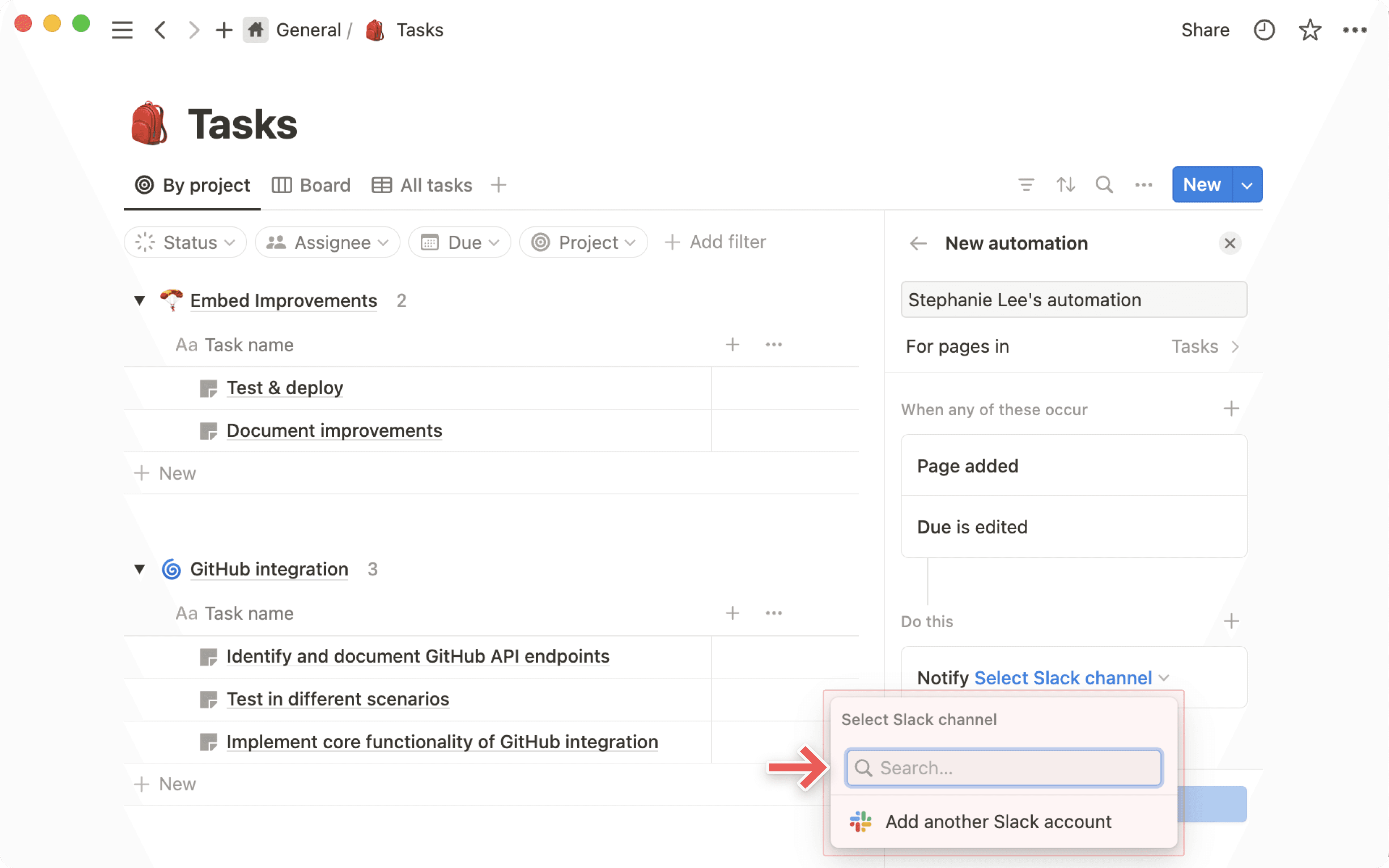 CA: Automatización de Slack en una base de datos