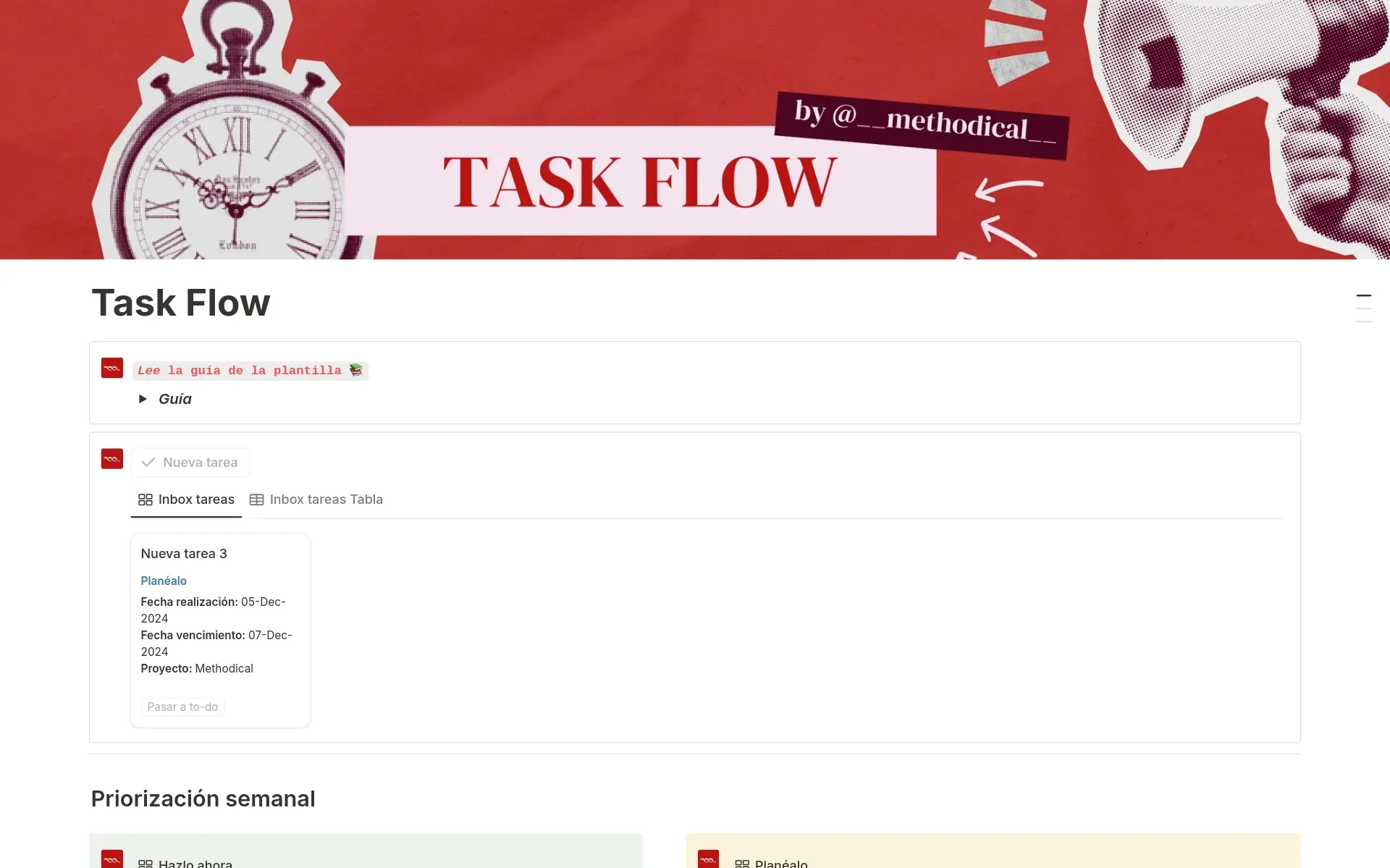 Captura de pantalla de la colección Planes para el éxito creada por Notion