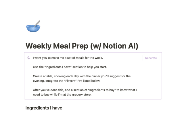 AI Weekly Meal Prep Planner